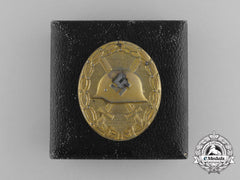 A Second War German Gold Grade Wound Badge By Carl Wild With Its Original Case Of Issue