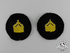 Germany, Imperial. Two Navy (Kaiserliche Marine) Officer's Crown Insignia Sleeve Patches