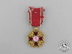 A Miniature Russian Imperial Order Of St. Stanislaus In Gold