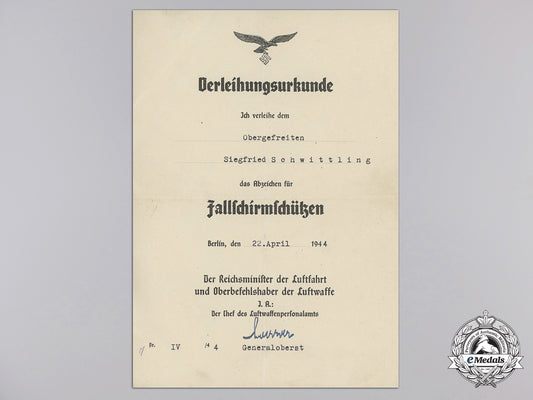 an_award_document_for_luftwaffe_paratrooper's_badge_e_356