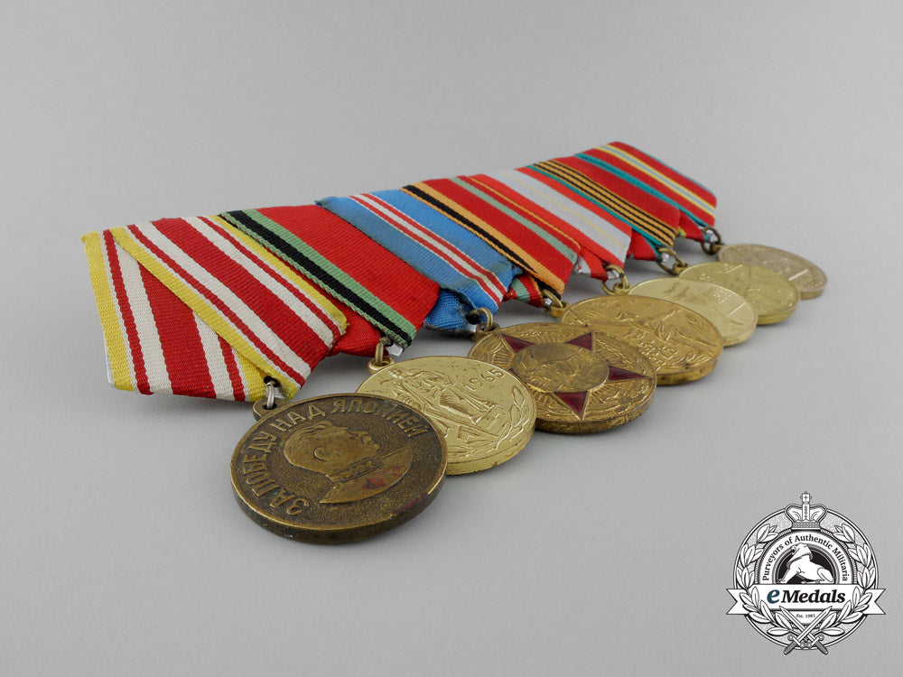 a_soviet_russian_seven_piece_medal_bar_e_3598