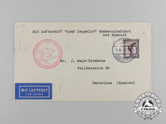 A 1930 Postcard From The Graf Zeppelin; South America - Spain
