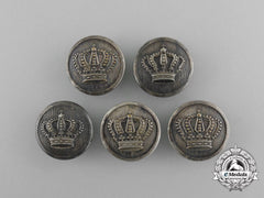 Five German Imperial Crown Buttons