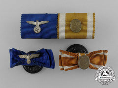 Four Wehrmacht Long Service & Westwall Medal Ribbon Bars And Boutonnieres