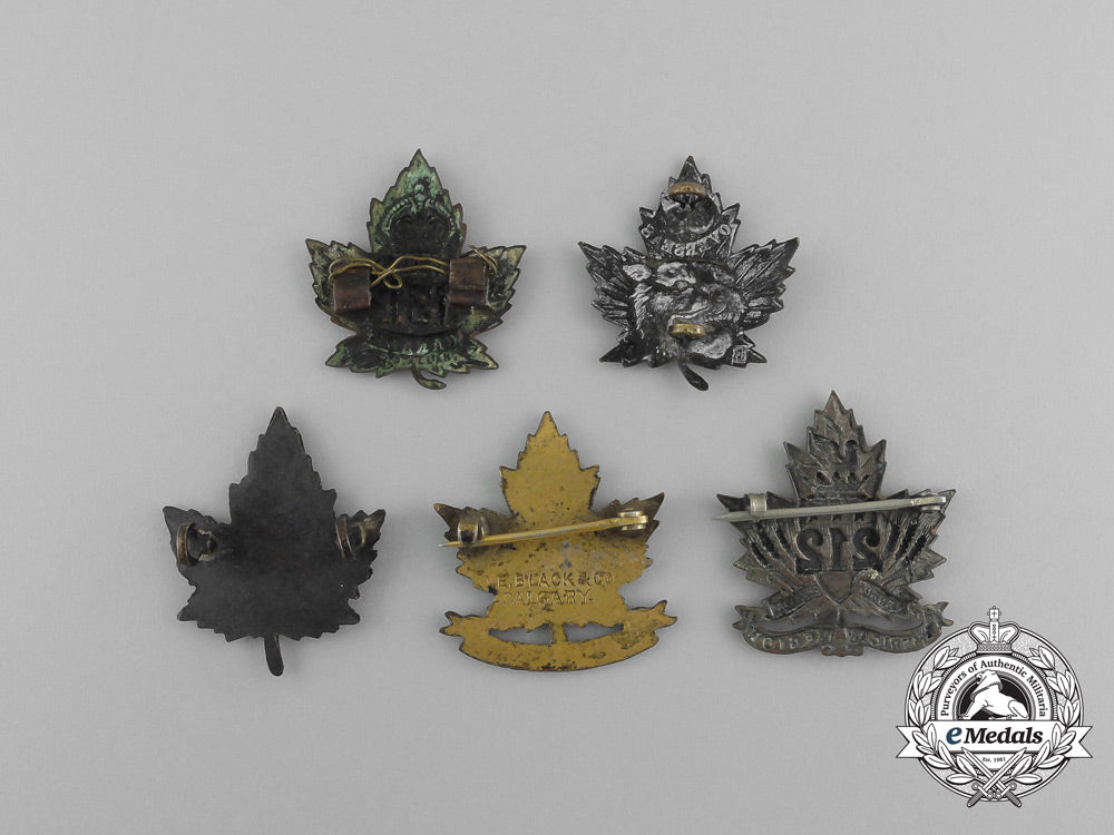 five_first_war_canadian_infantry_battalion_collar_badges_e_5157