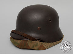 An M40 Wehrmacht Heer (Army) Stahlhelm With Field Made Splinter Cover By Quist Of Esslingen