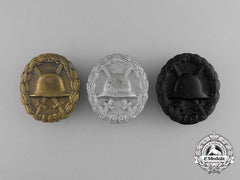 Three First War German Imperial Wound Badges