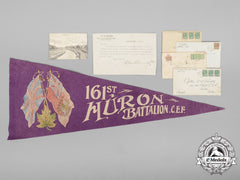 A First War 161St Infantry Battalion Pennant Attributed To Captain Thomas Roy Rundle