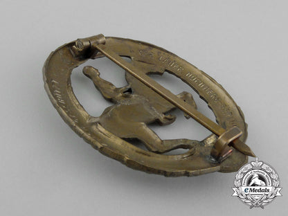 a_mint_second_war_german_bronze_grade_equestrian_badge_and_stick_pin_on_its_display_board_e_6275