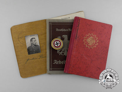 a_large_golden_party_badge_with_documents_to_wehrmacht_gefreiter_reimann_e_6546