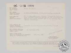 A 1943 Croatian Bravery Medal Award Document; In German, Italian, & Croatian