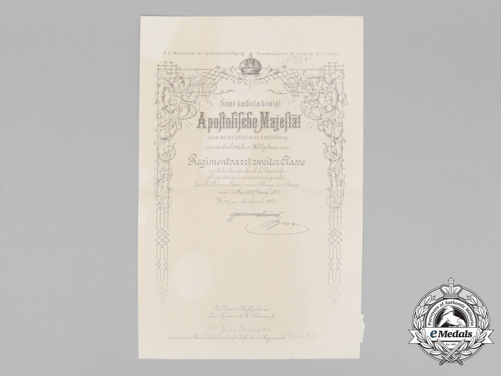 a_pre_second_war_austrian_document_group_to_senior_staff_doctor1_st_class_e_7318