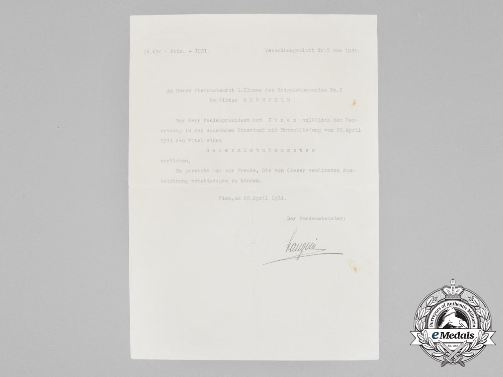 a_pre_second_war_austrian_document_group_to_senior_staff_doctor1_st_class_e_7320