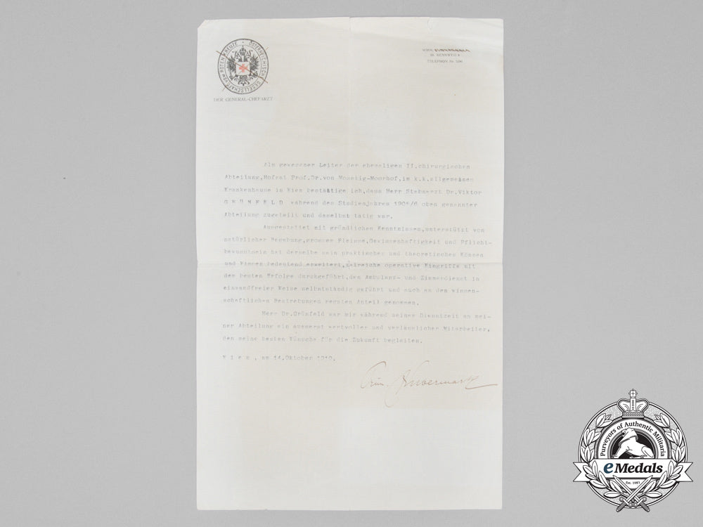 a_pre_second_war_austrian_document_group_to_senior_staff_doctor1_st_class_e_7326