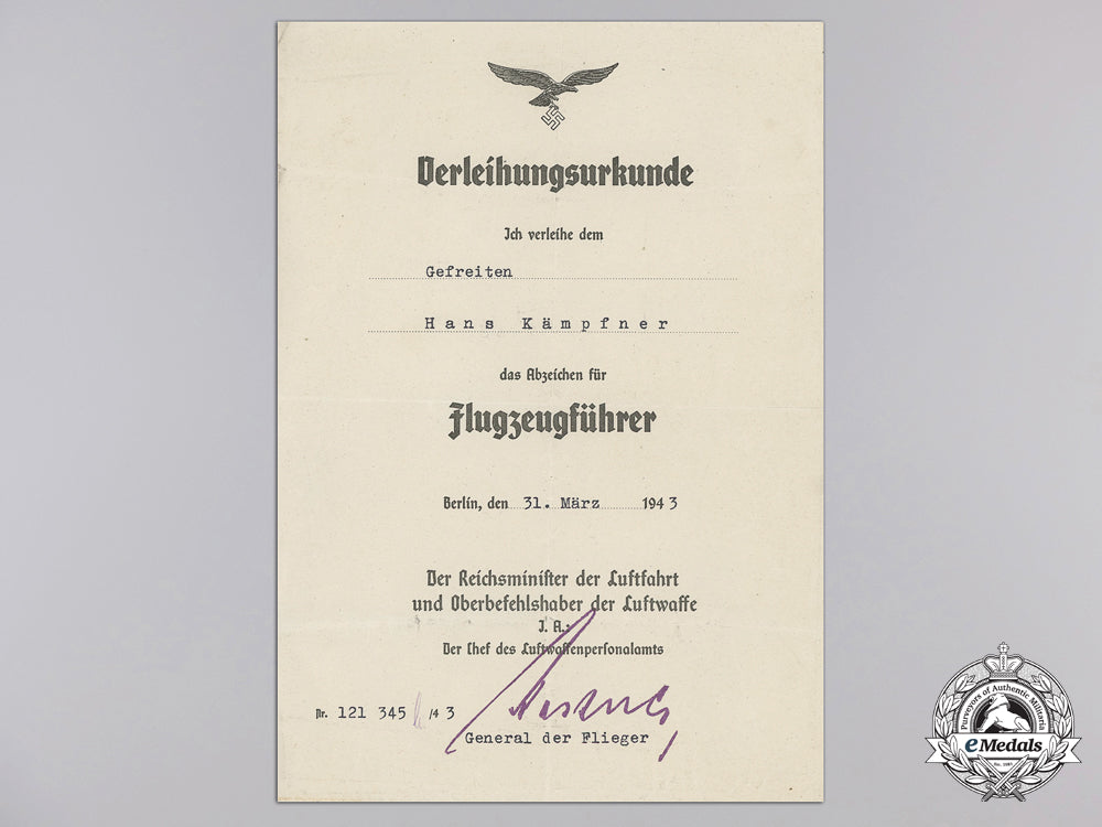 an_award_document_for_luftwaffe_pilot's_badge_e_758
