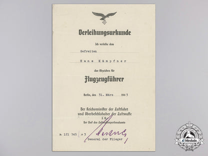 an_award_document_for_luftwaffe_pilot's_badge_e_758
