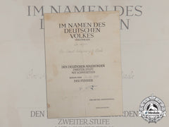 A 1939 German Eagle Order 2Nd Class With Swords Award Document; Spanish Recipient