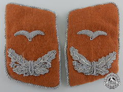 A Set Of Luftwaffe Signals Leutnant's Collar Tabs