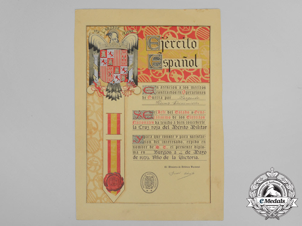 a_spanish_civil_war_award_document_grouping_to_heinz_weissmüller_e_8274