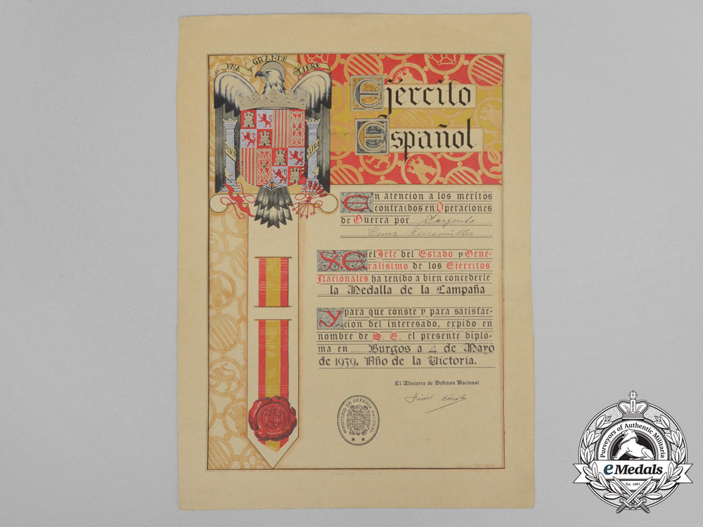 a_spanish_civil_war_award_document_grouping_to_heinz_weissmüller_e_8278
