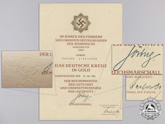 Germany, Luftwaffe. An Award Group To Honor Goblet & Kc Recipient Eduard Lindinger