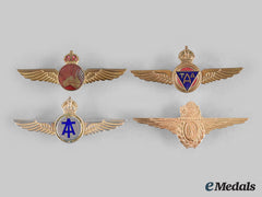 Australia, Commonwealth. A Lot Of Four Civilian Airline Pilot Badges
