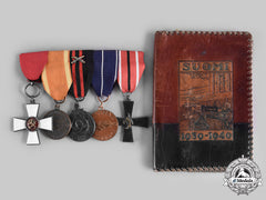Finland. A Second World War Medal Bar And Decorative Leather Wallet, C.1945