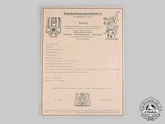 Germany, Weimar Republic. An Unused Admittance Application For The German Warrior League 1914/18