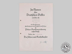 Germany, Third Reich. A 25 Year Police Long Service Certificate To Police Constable Paul Göring, 1939