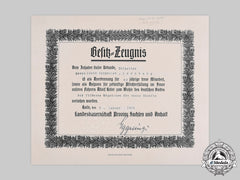 Germany, Third Reich. A Silver Loyal Services Badge Certificate From Farming Association Of Saxony-Anhalt, 1936