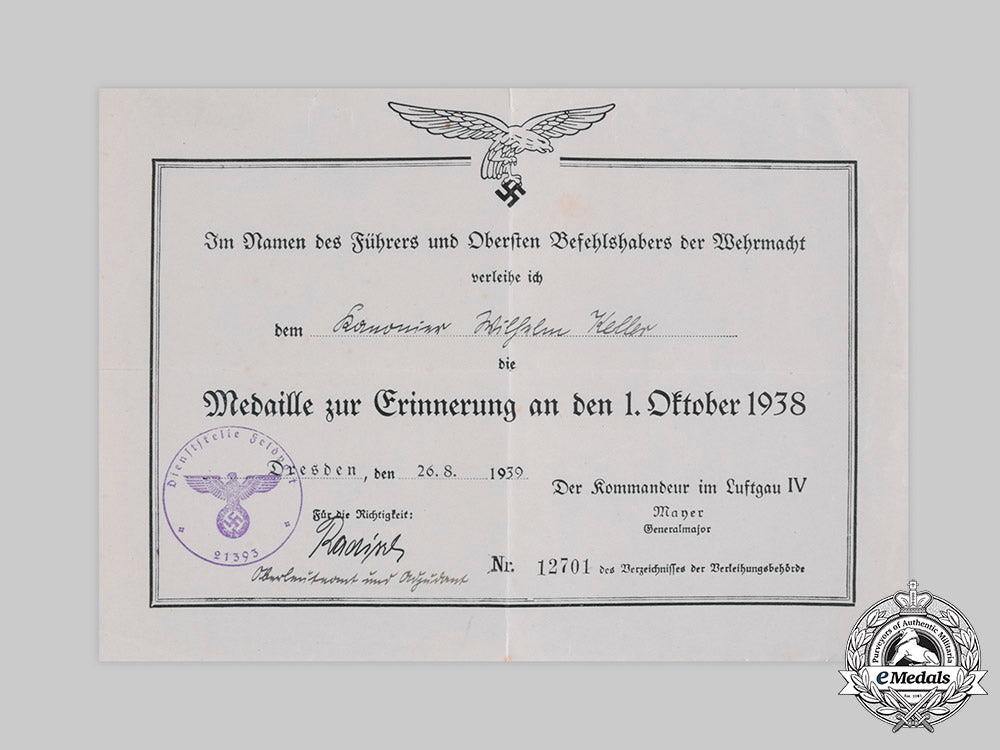 germany,_third_reich._a_sudetenland_medal_with_award_document,_flak_regiment231__emd3831_c20_02170