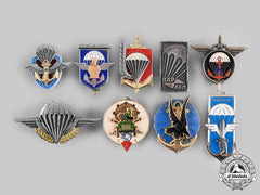 France, Republic. A Lot Of Nine Parachutist Badges