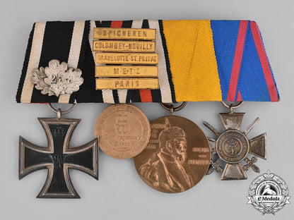 prussia,_state._a_four_piece_medal_bar_with_an_iron_cross_jubilee_oakleaf_and_campaign_bars_emd_2097_1
