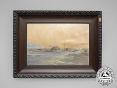A Fine Period Oil Painting Of A Imperial German U-Boat At Sea