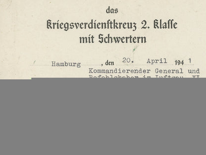 a_luftwaffe_plaque_and_kvk_award_document_to_oberwachtmeister_kurt_rudolf_f_886