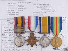 Four Medals To Private A.hall; Wounded At Kitcheners' Wood 1915