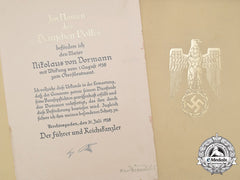 A Large Promotion Document To Commander Of 23Rd Panzer Division