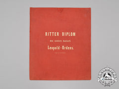 An Official Award Document Folder For The Order Of Leopold