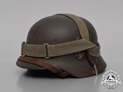 A M40 Single Decal Wehrmacht Heer (Army) Stahlhelm With Bread Bag Strap By Quist