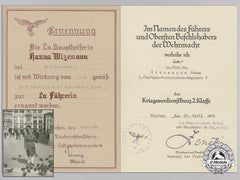 Germany, Luftwaffe. The Award Documents & Photographs To Female Air News Leader; 3./Luftgau Nachrichten Regiment 7