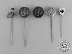 Five Second War German Membership And Supporter’s Badges And Stick Pins