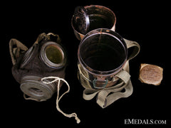 A First War German Camouflaged Gas Mask - Named