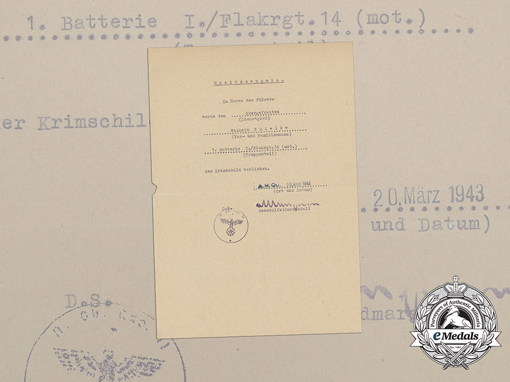 a_luftwaffe_crimea_shield_award_document_to_motorized_flak_regiment14_gg_3585