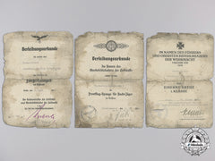 A Luftwaffe Night Fighter Award Document Group To Unteroffizier Wildschütze