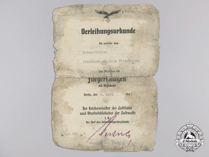 a_luftwaffe_night_fighter_award_document_group_to_unteroffizier_wildschütze_i_190