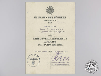 a_war_merit_cross2_nd_class_with_swords_document_to1./_panzer-_grenadier-_rgt.104,1945_i_680
