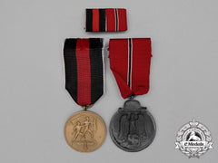 A Second War German Medal Pair & Ribbon Bar