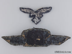 A Luftwaffe Officer Visor Wreath And Eagle