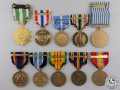 Ten American Campaign And Service Medals