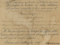 A First War Al Valore Militarie Award Document